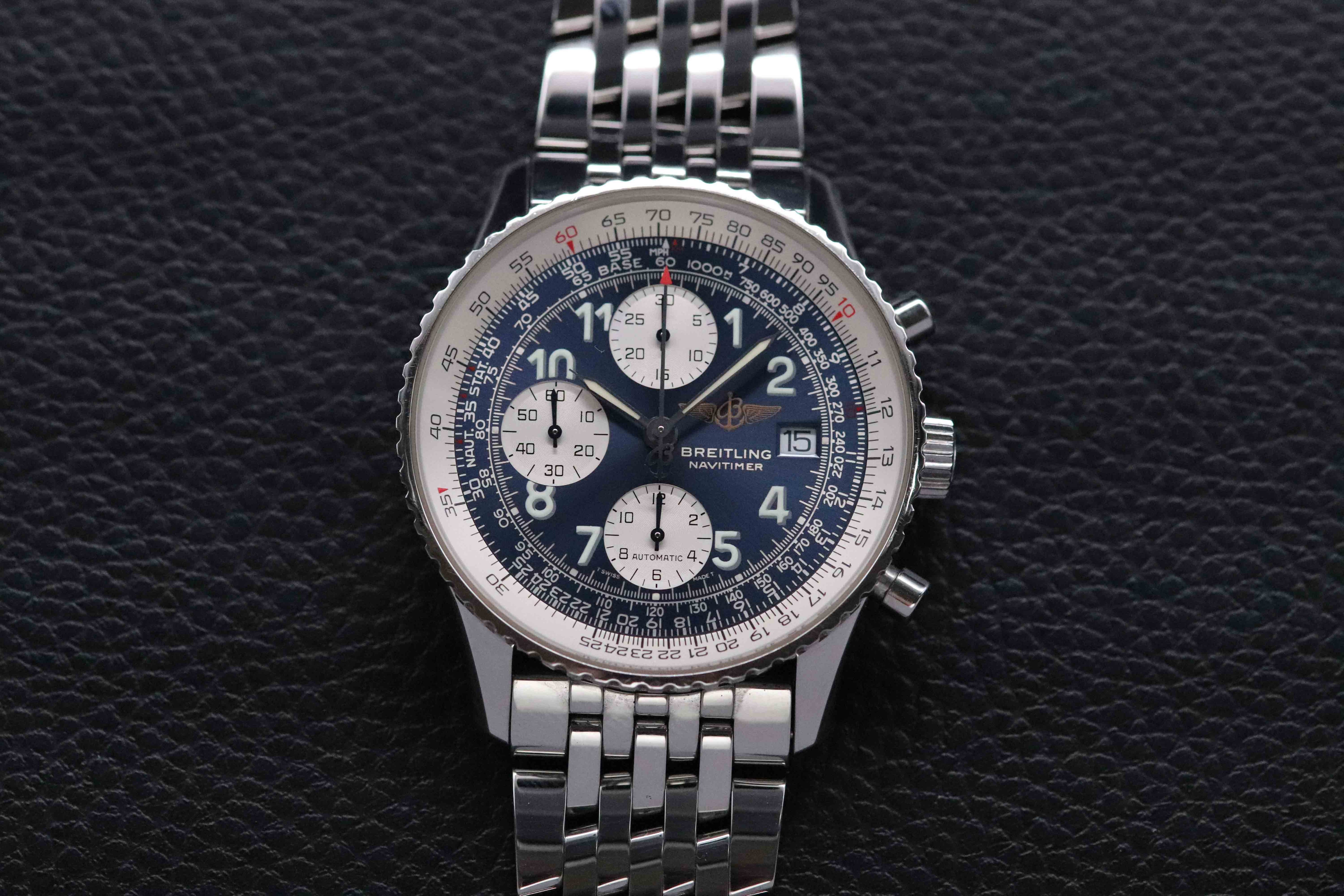 Breitling Old Navitimer A13322 Chronograph Blue Dial 2002