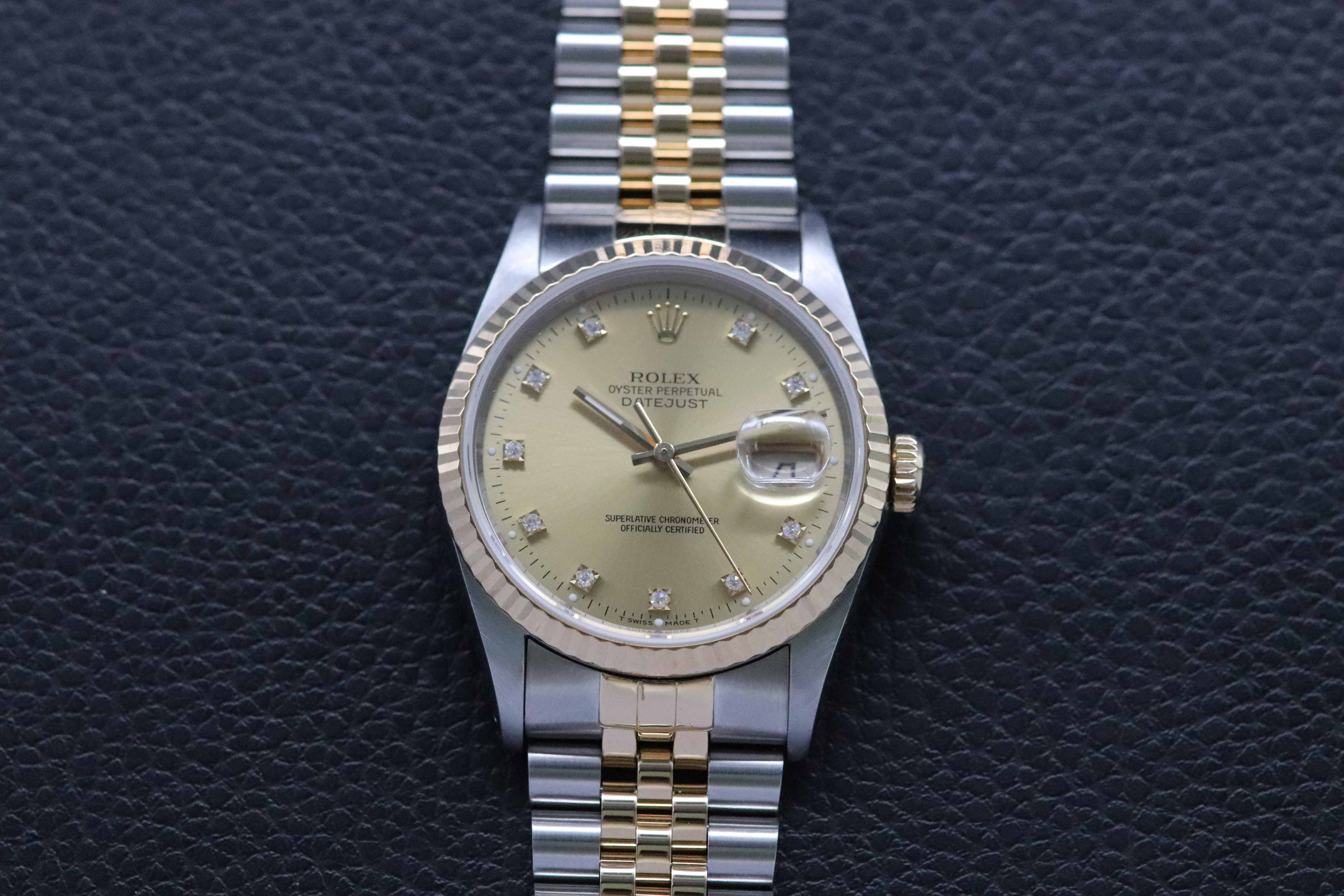 Rolex Datejust 36 16233G con esfera color champán, 1993
