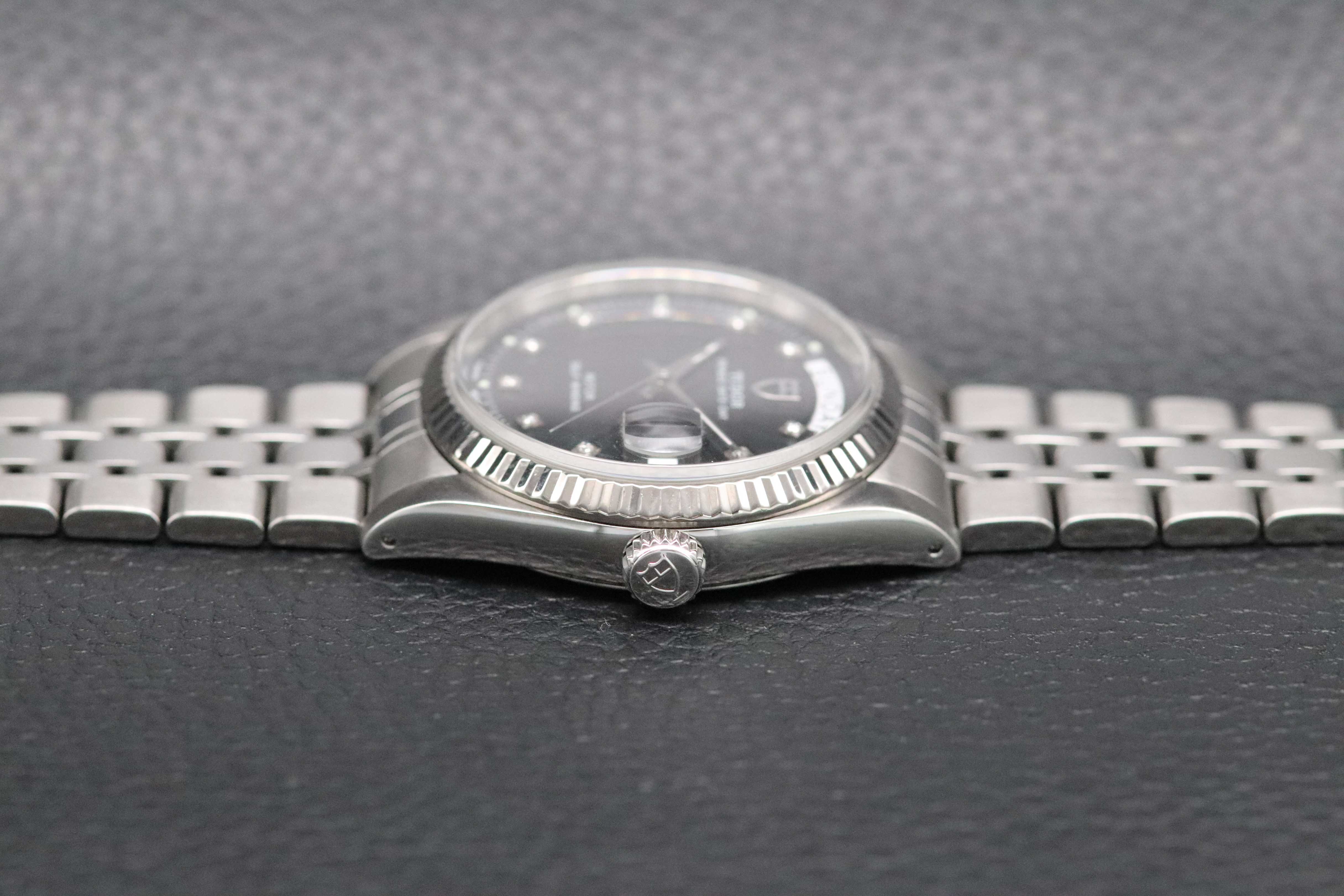 Tudor Prince Date-Day 76214 Black Dial 2008 Diamonds