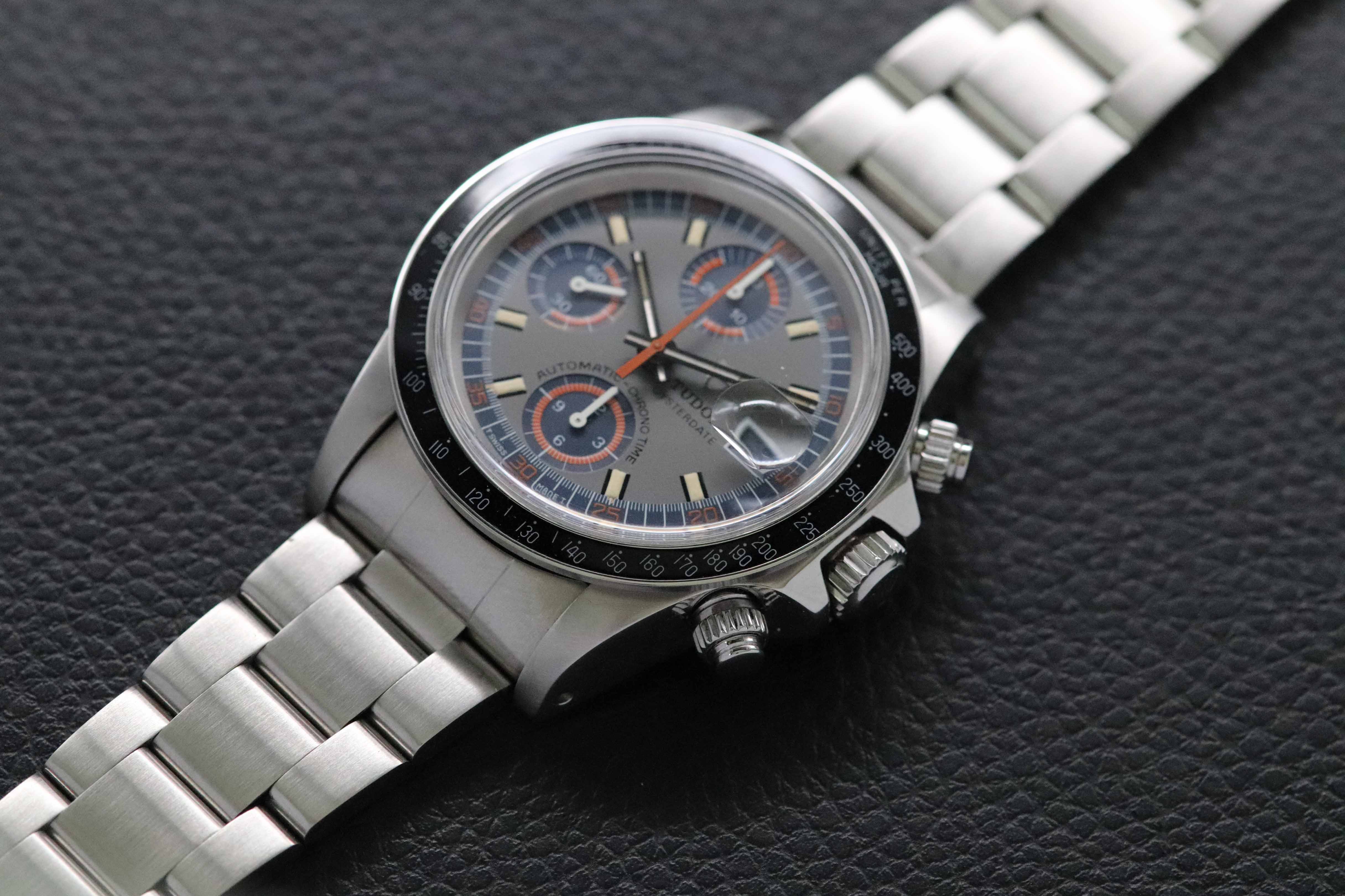 Tudor Oysterdate Big Block Monte Carlo Date 94200 con quadrante argentato, 1979, nella scatola originale
