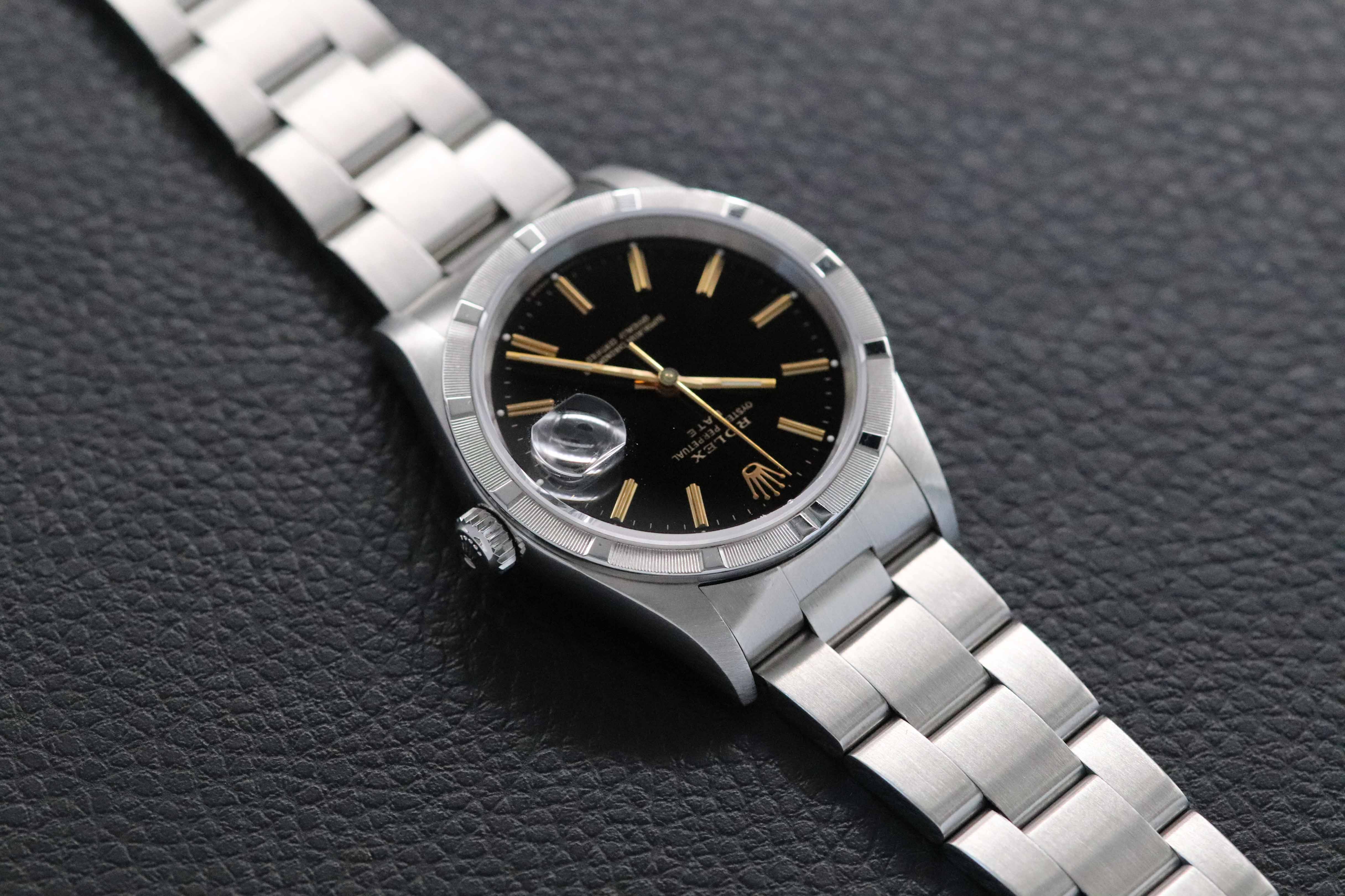 Rolex Date 15210 Black Dial Fullset 1995 Box+Papers