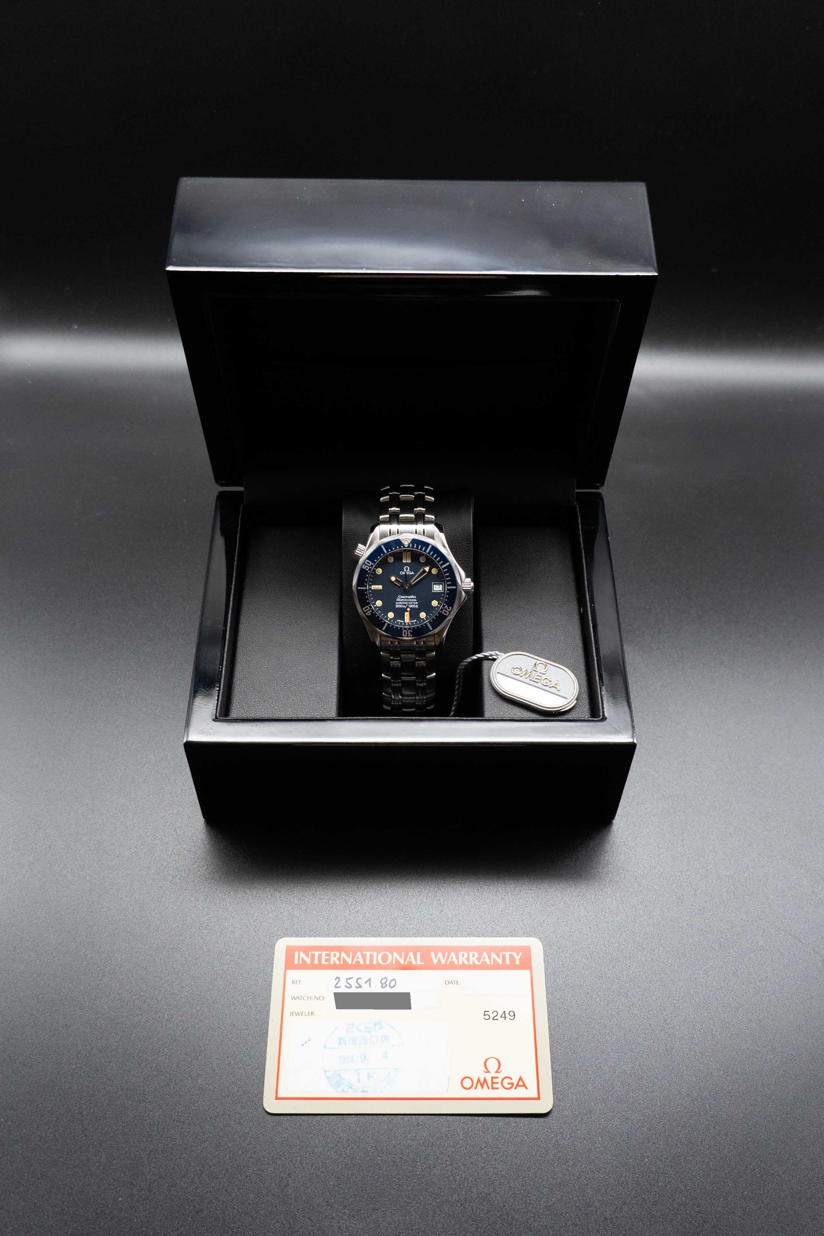 Omega Seamaster 300 2551.80 Blue Dial 1994 Papers