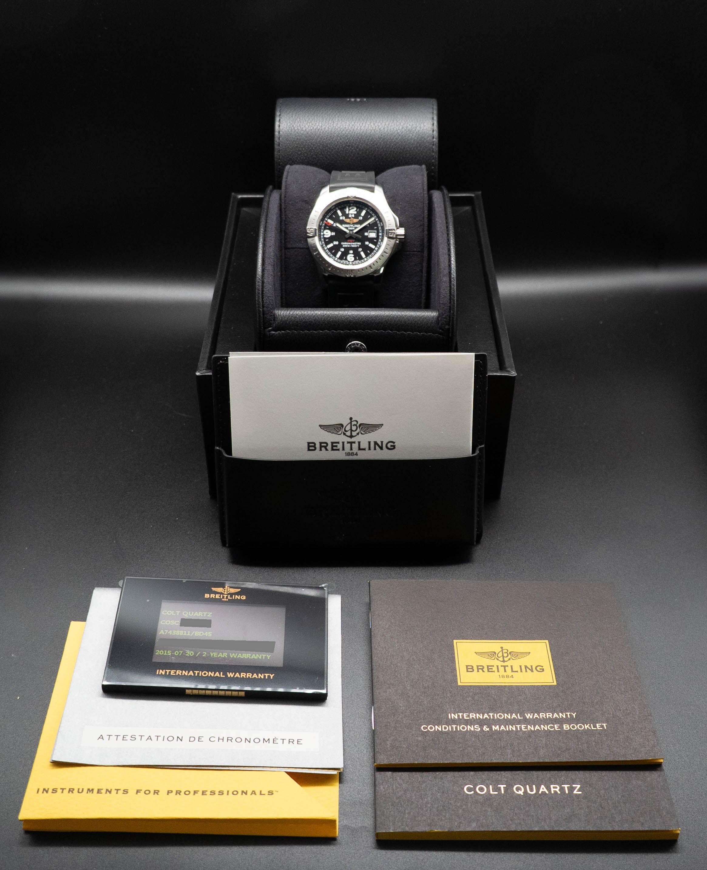 Breitling Colt A74388 Black Dial Fullset 2015 Box+Papers