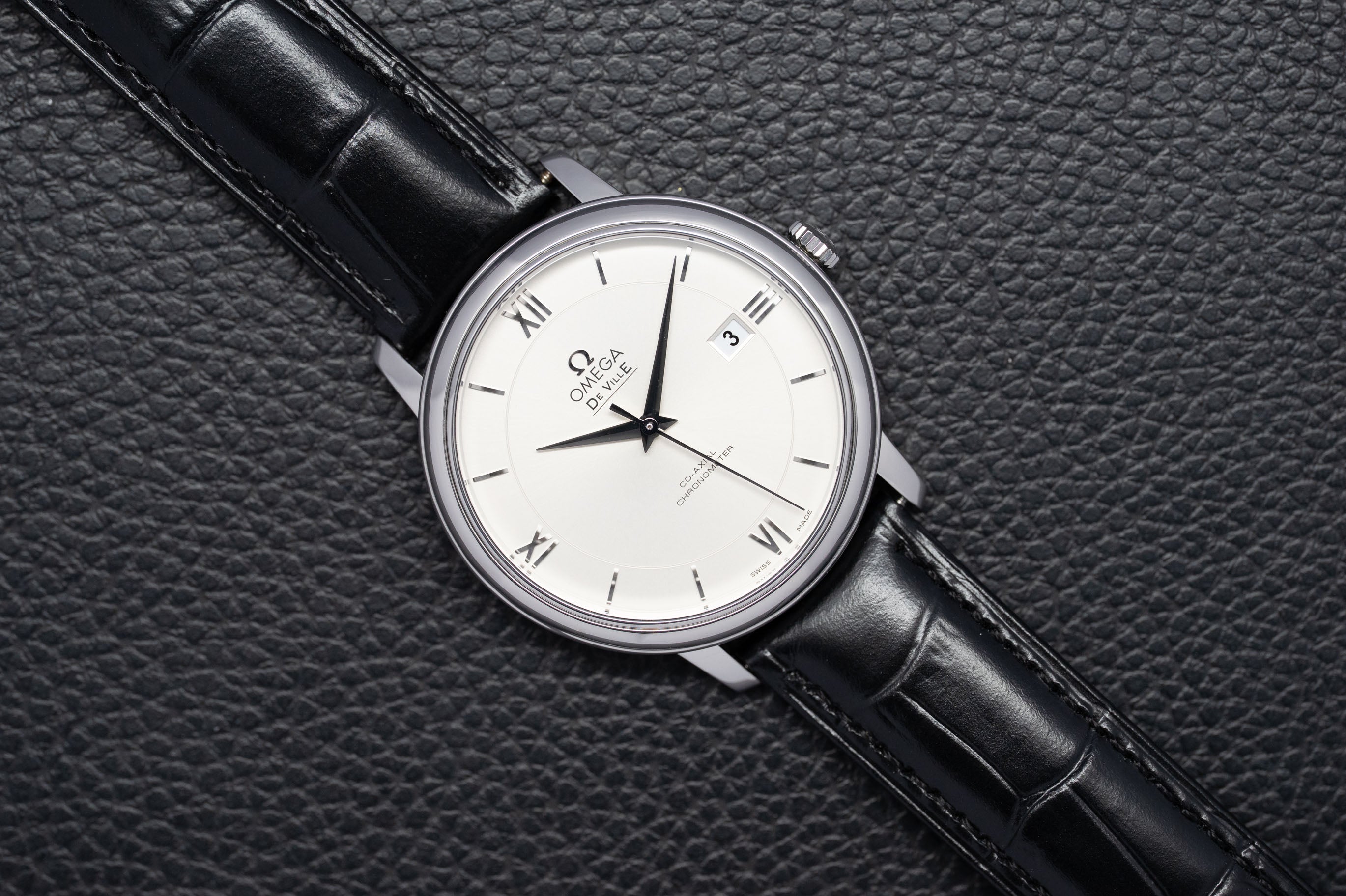 Omega De Ville Prestige 424.13.40.20.02.001 Silver Dial 2014 Papers