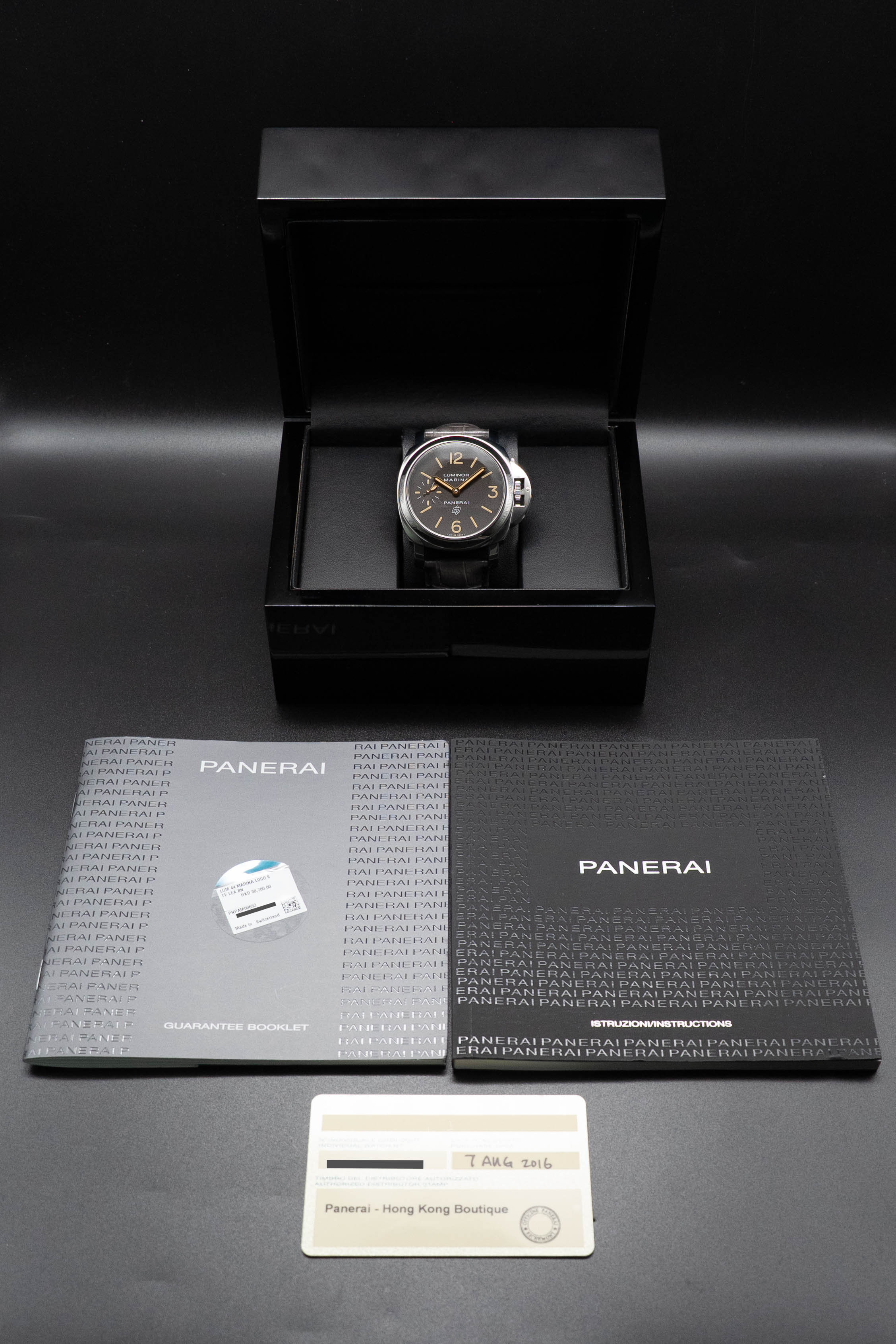Panerai Luminor Marina 8 Days PAM00632 Cadran noir, avec papiers, 2016