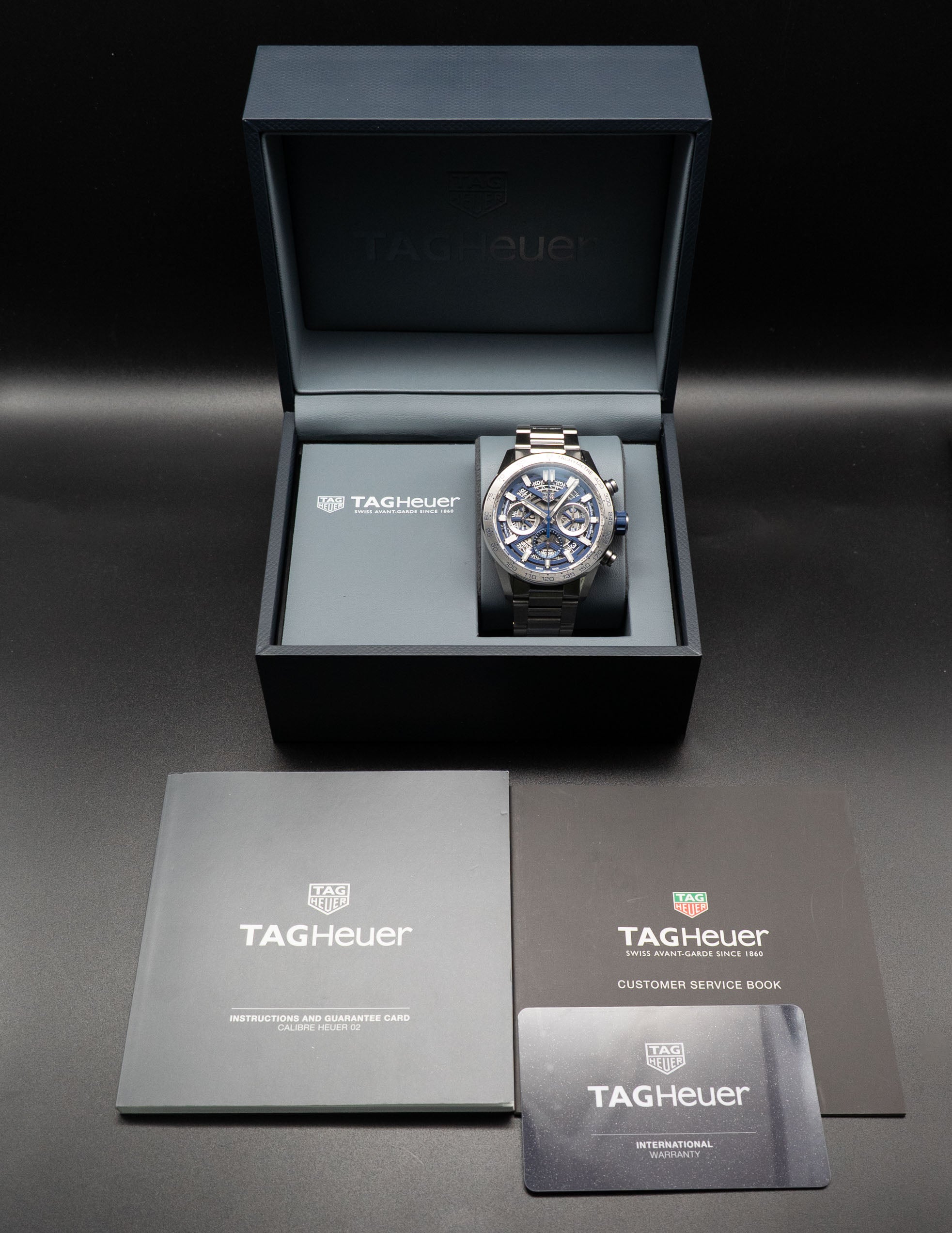 Tag Heuer Carrera CBG2019 Skeleton, juego completo de 2019, caja y documentación