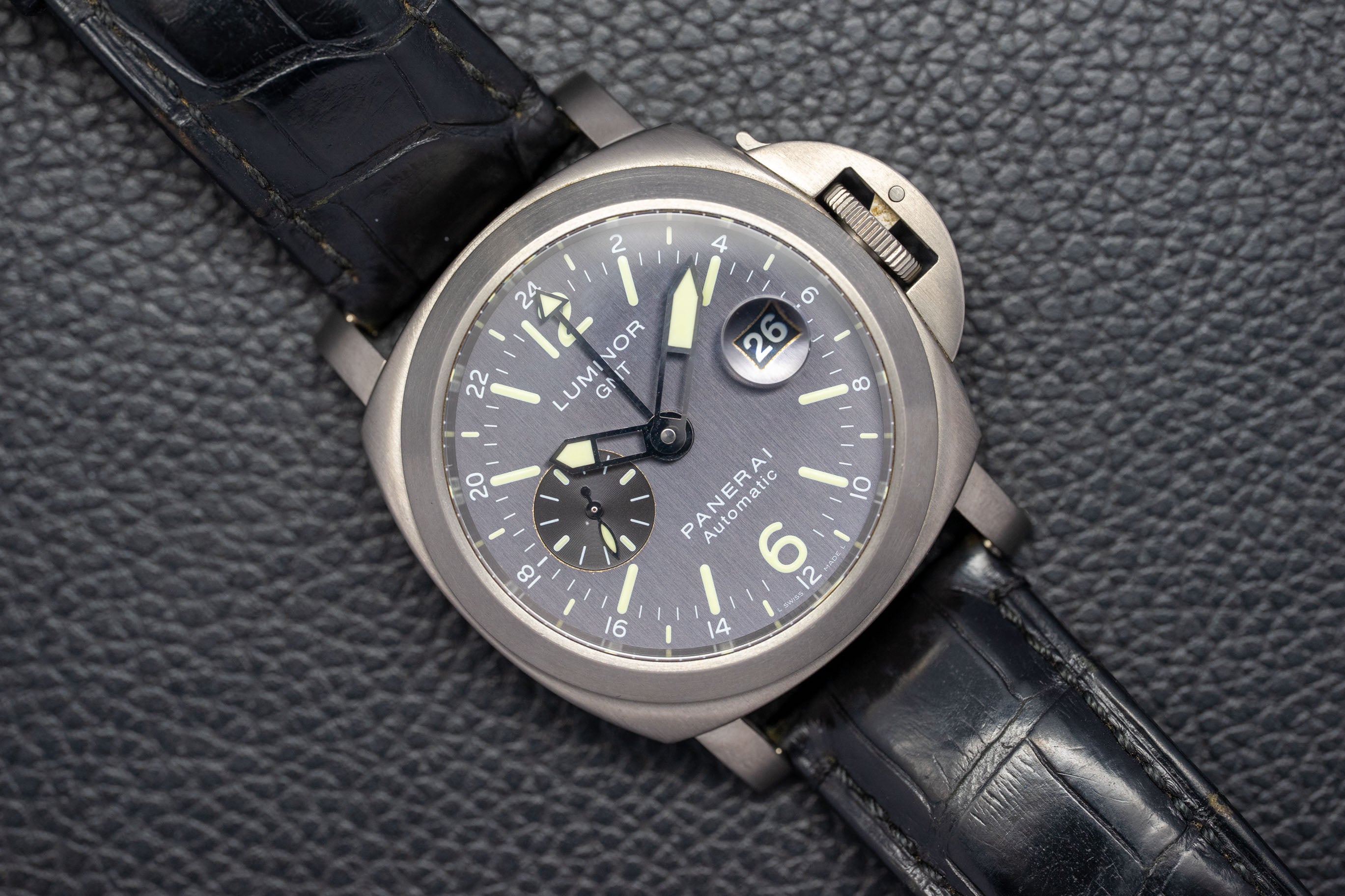 Panerai Luminor GMT PAM00089 con quadrante grigio, 2005, nella confezione originale