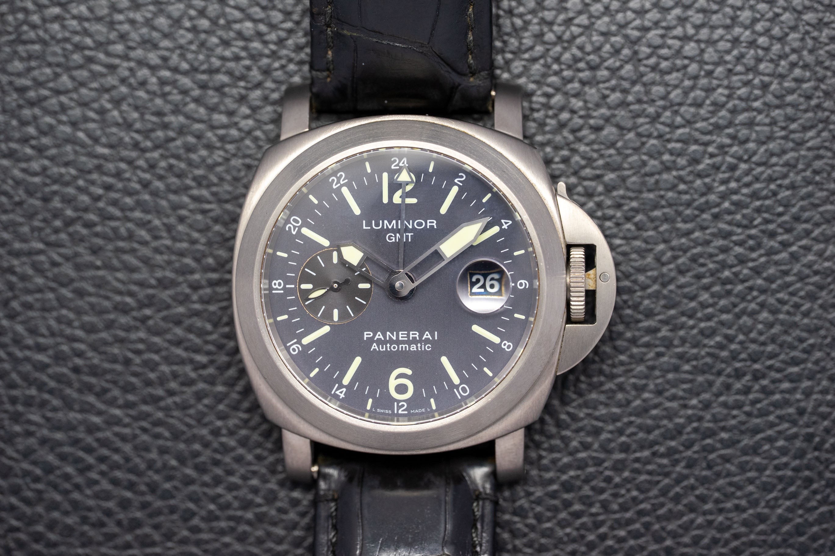 Panerai Luminor GMT PAM00089 con quadrante grigio, 2005, nella confezione originale