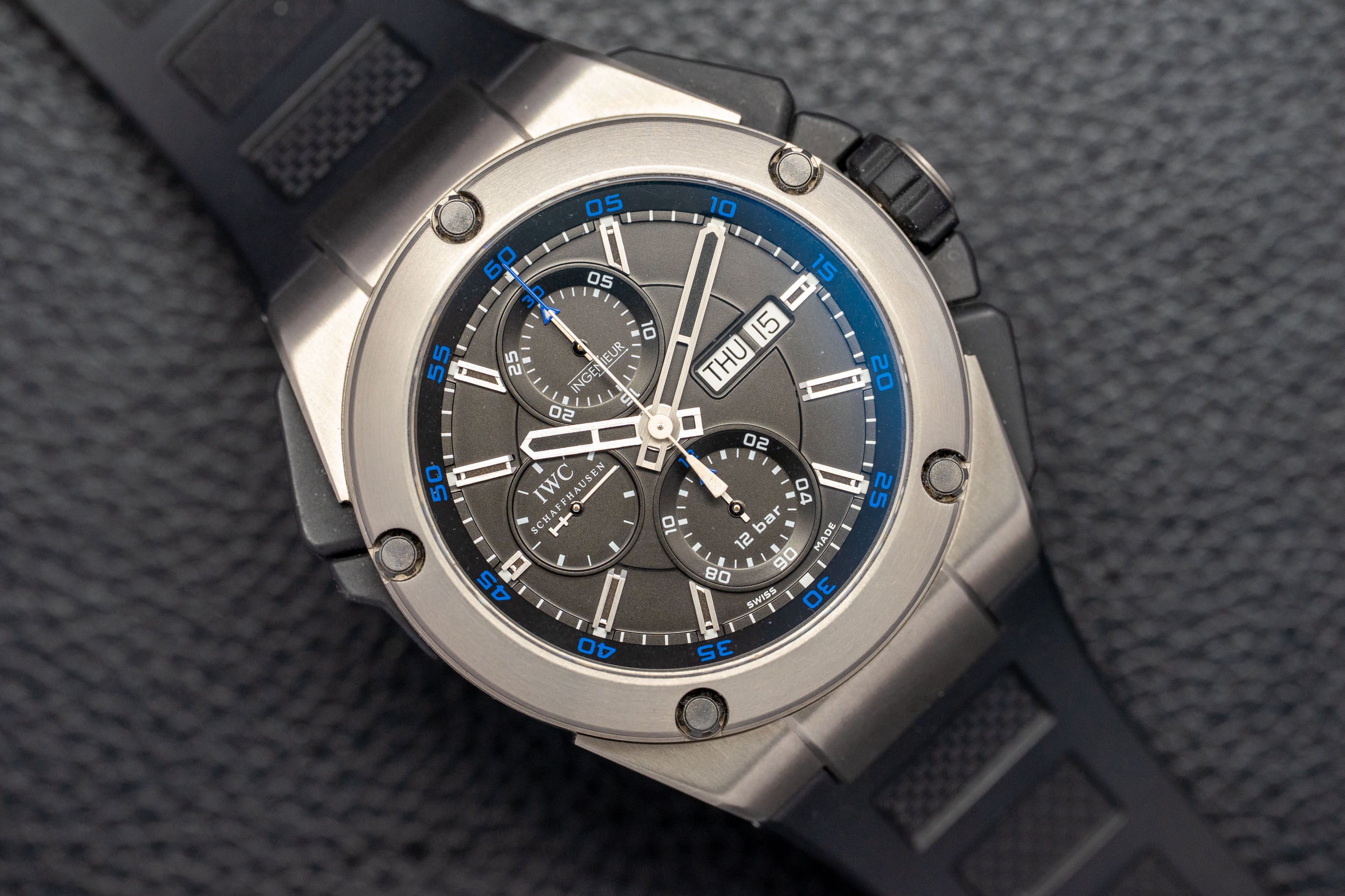 IWC Ingenieur Double Chronographe IW376501, ensemble complet 2014, coffret et papiers
