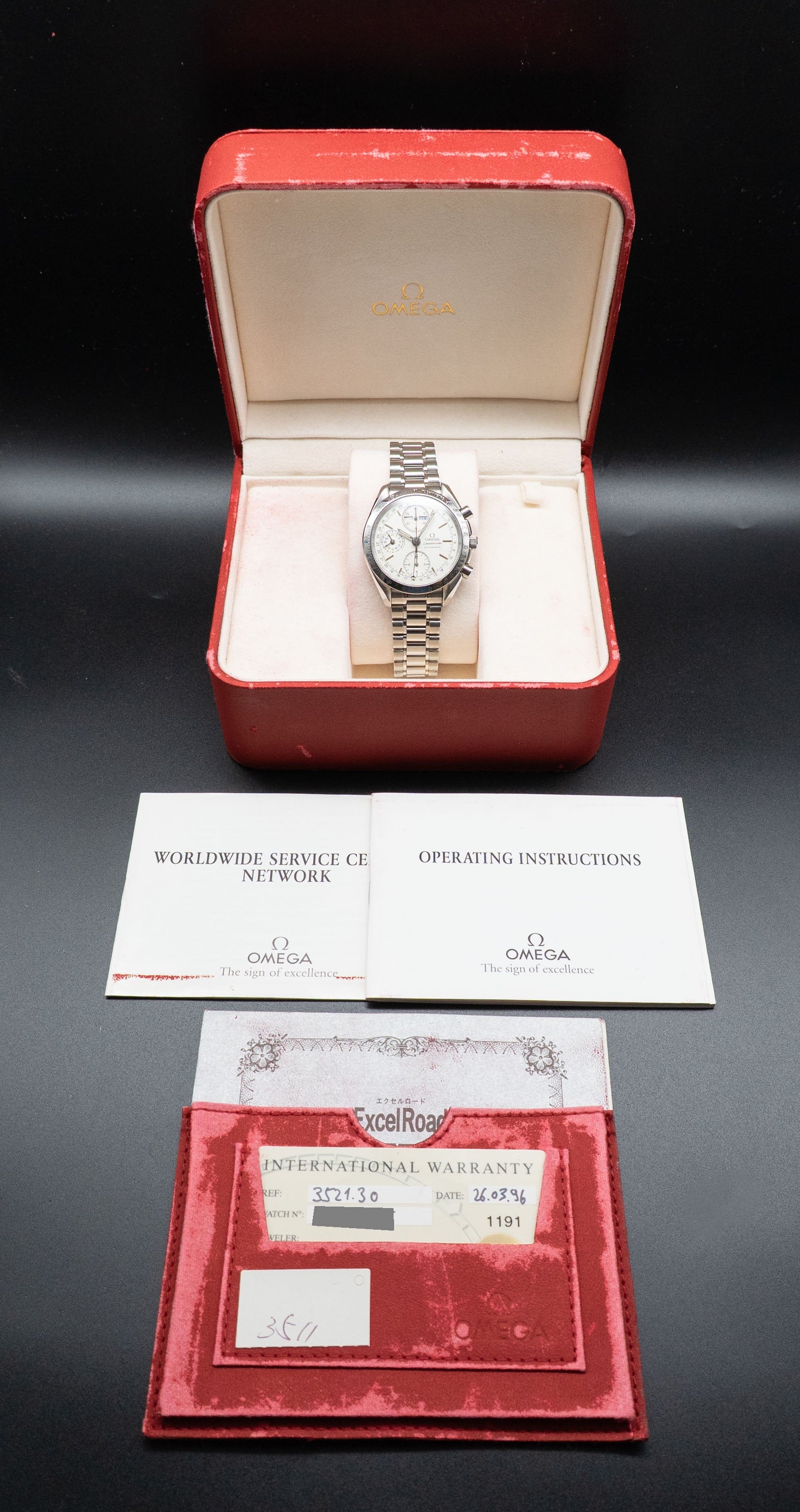 Omega Speedmaster Day Date 3521.30 Complete Set 1996 Box + Papers