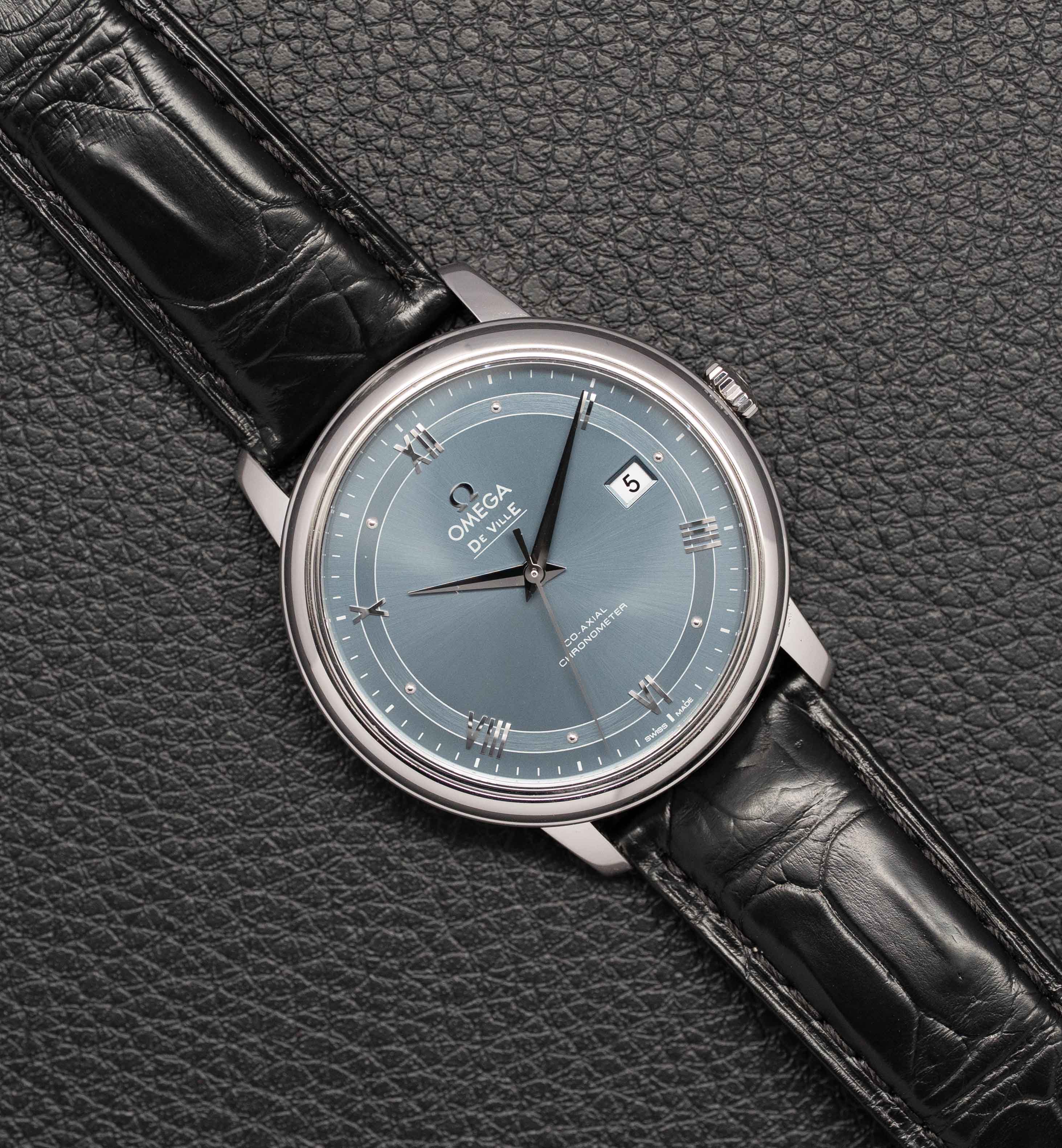 Omega De Ville Prestige 424.13.40.20.03.002 con quadrante blu 2022, con documenti