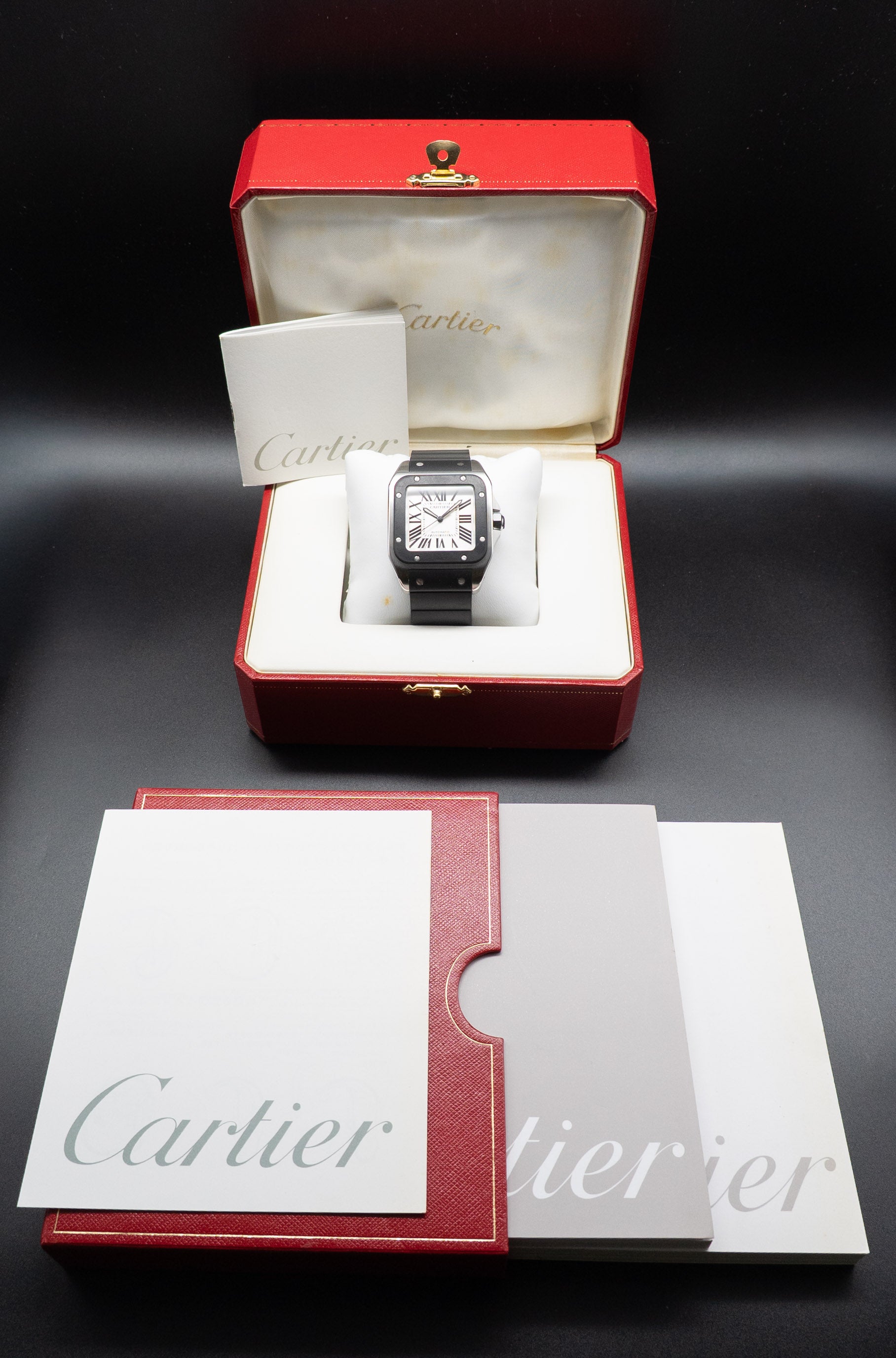 Cartier Santos W20121U2 FULLSET de 2008, caja y PAPERS