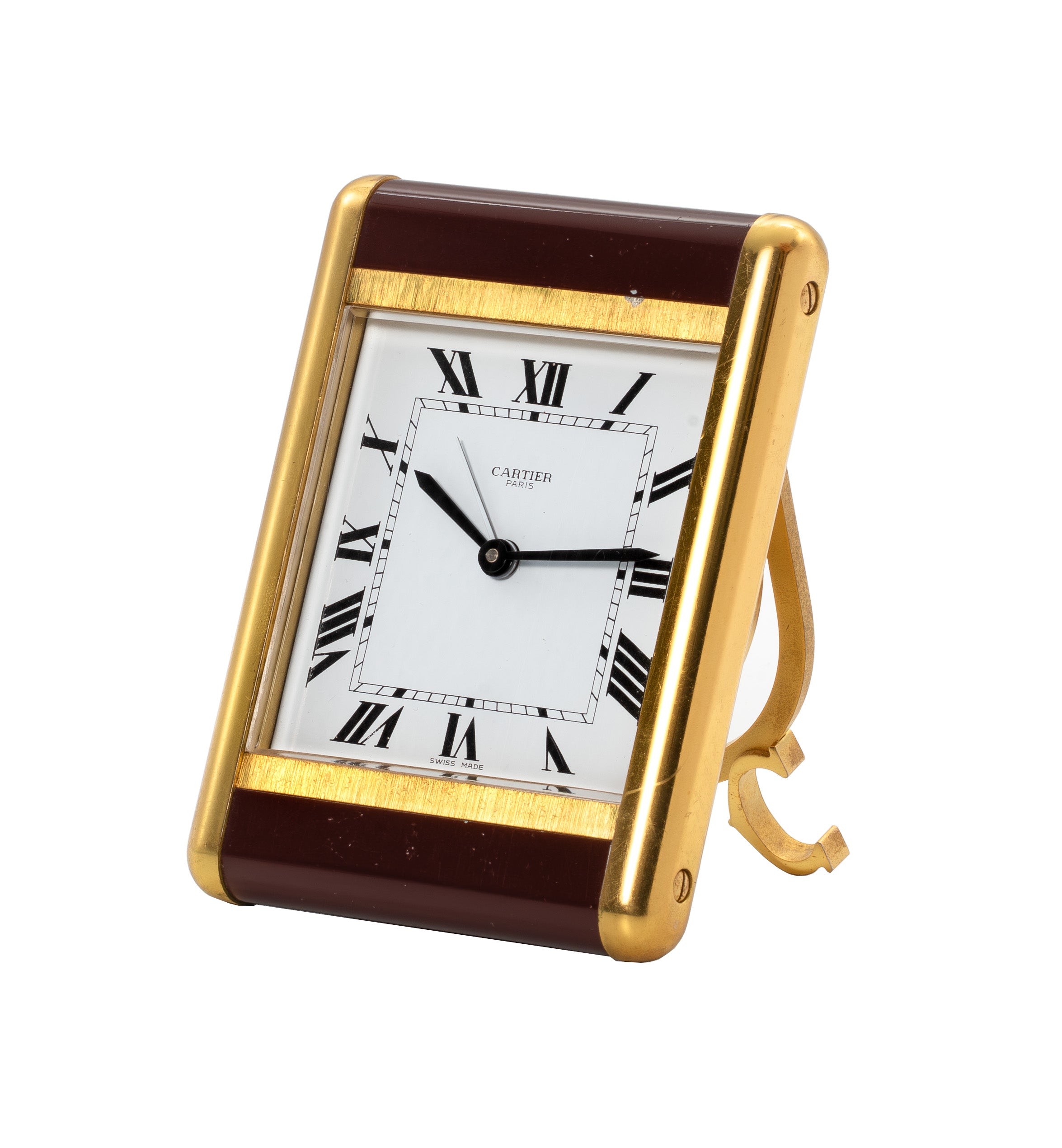 Horloge de bureau Cartier Tank 7505, ensemble complet, coffret Cartier Paris + papiers