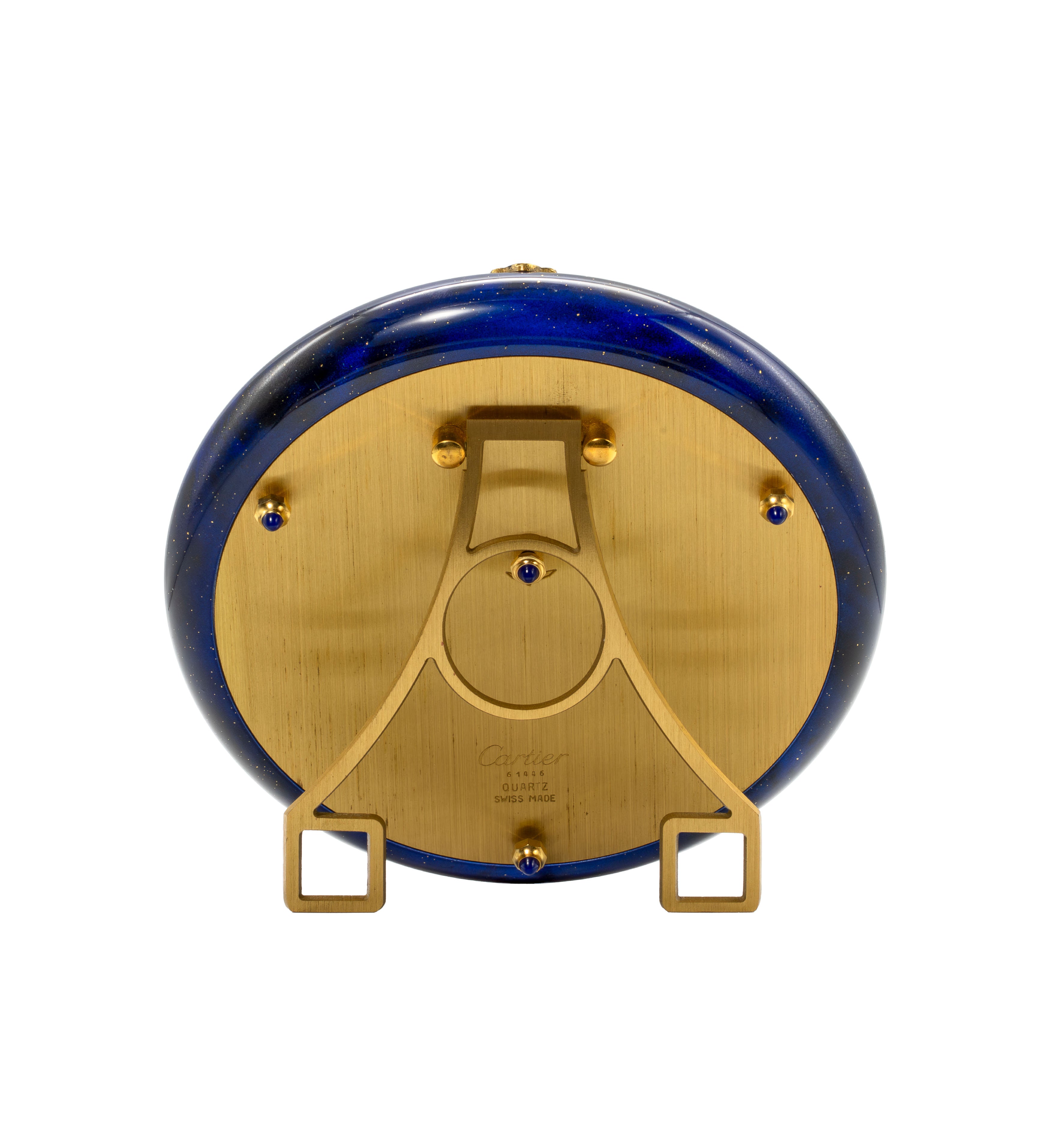 Horloge de bureau Cartier Must De Cartier, dorée et laquée bleue