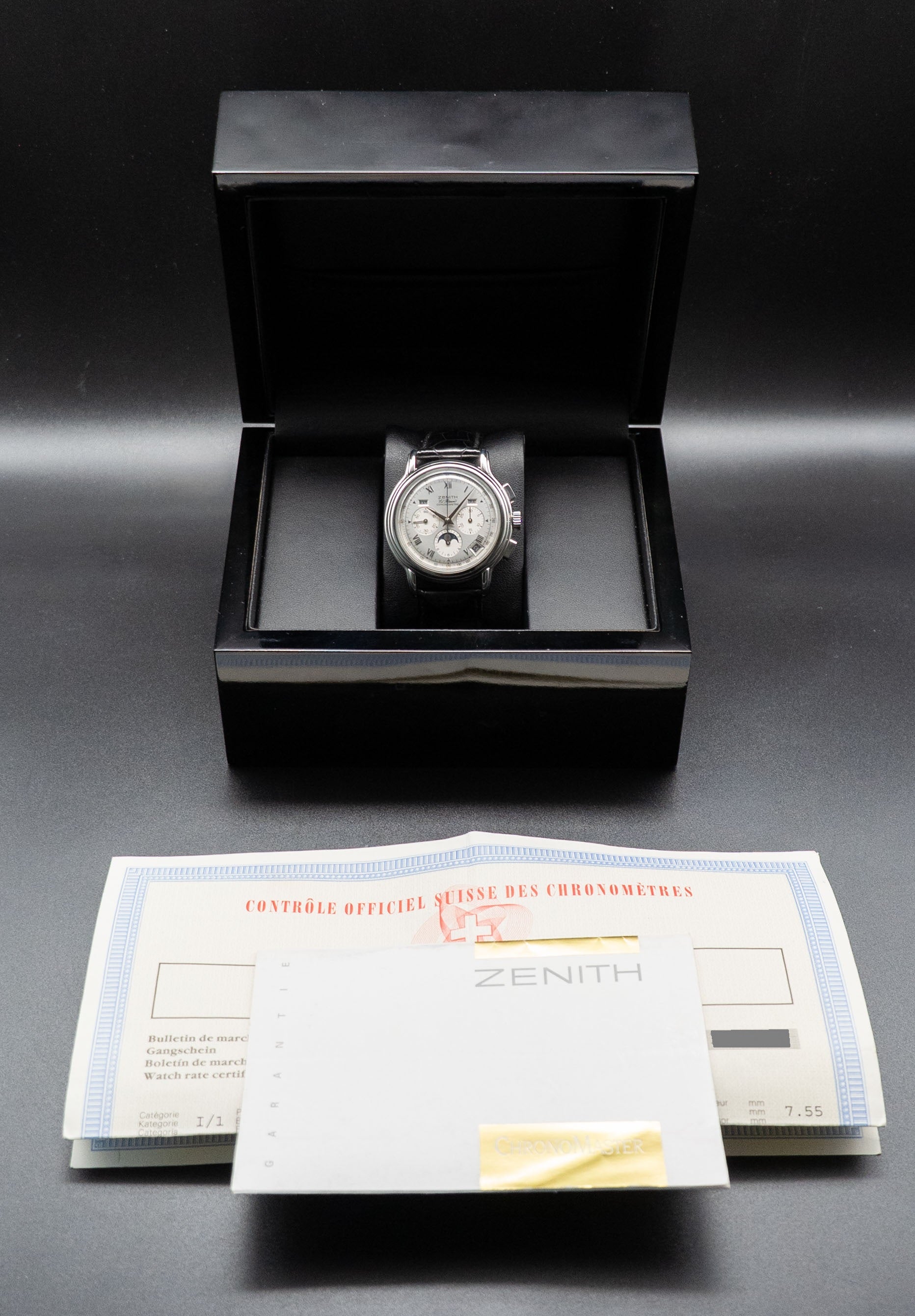 Zenith El Primero Chronomaster 01.0240.410 Quadrante argento 1997 PAPERS