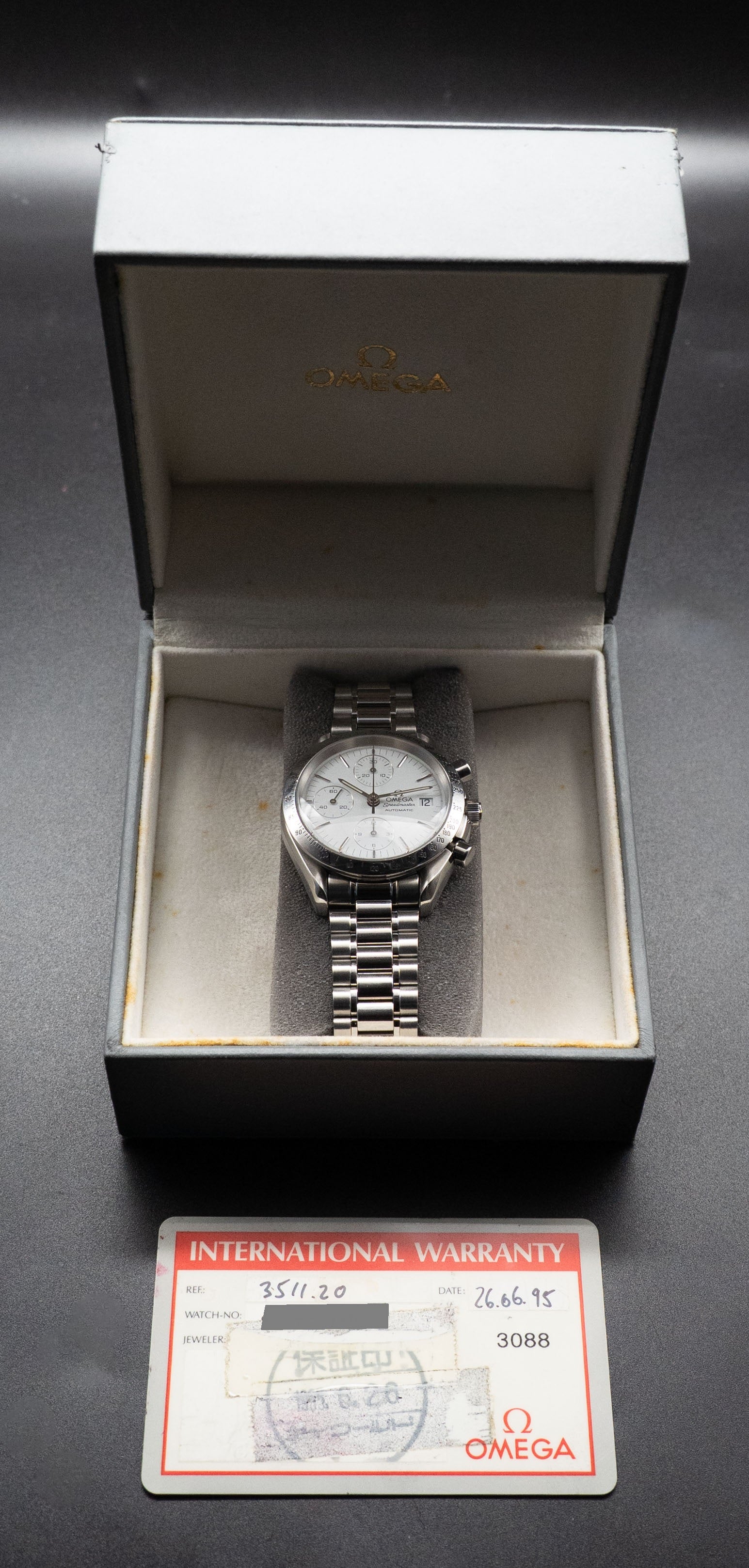 Omega Speedmaster Date 3511.20 FULLSET 1995, scatola e PAPERS