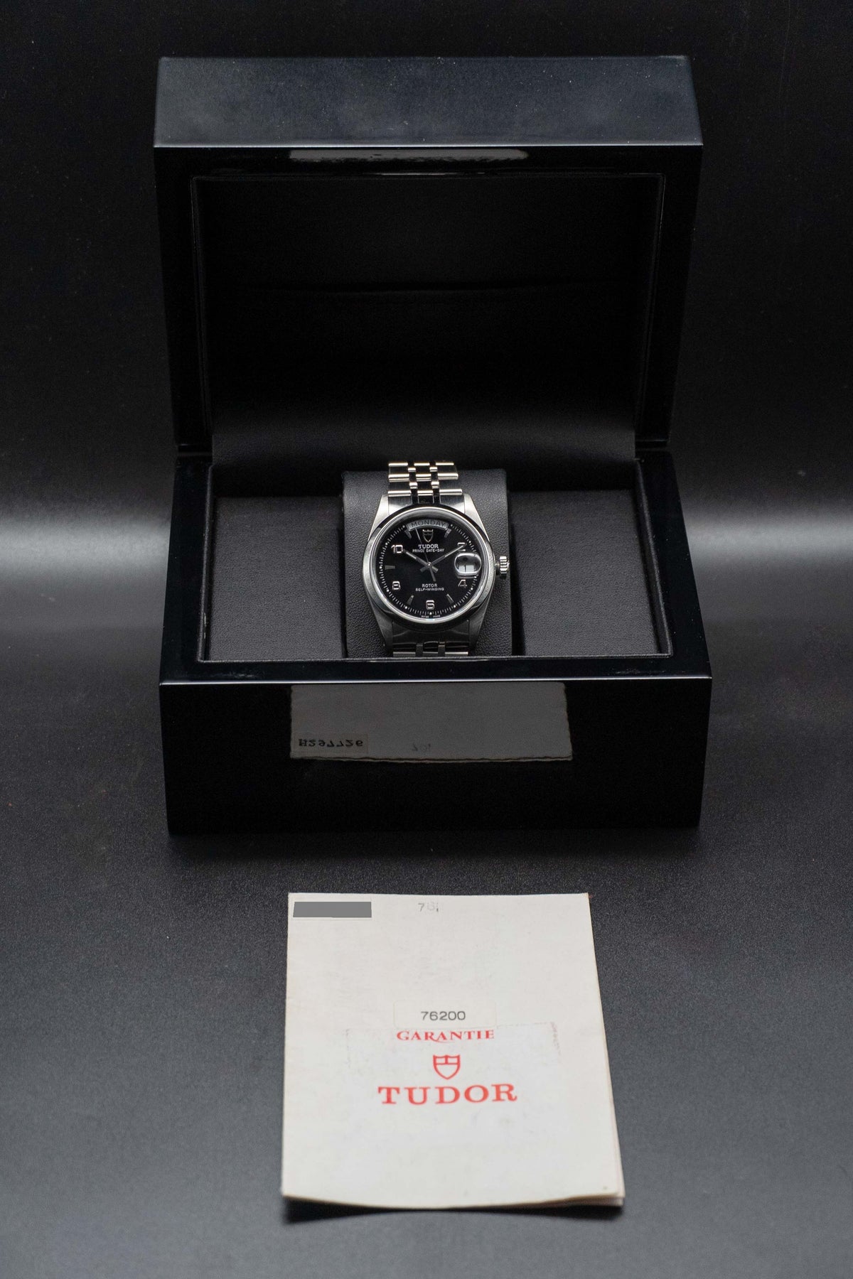 Tudor Date-Day 76200 Black Dial 2003 Papers
