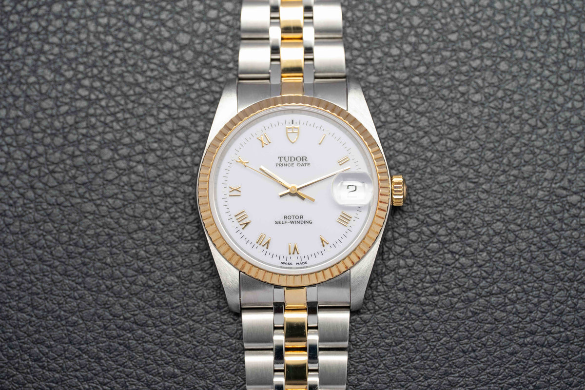 Tudor Prince Date 74033 White Dial 2005 Papers